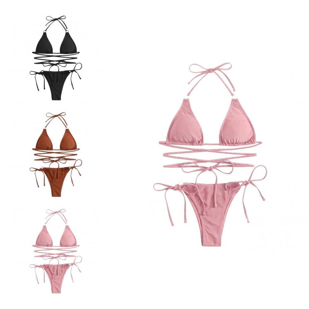 Multicolor Triangle Bikini Swimsuit for Ladies