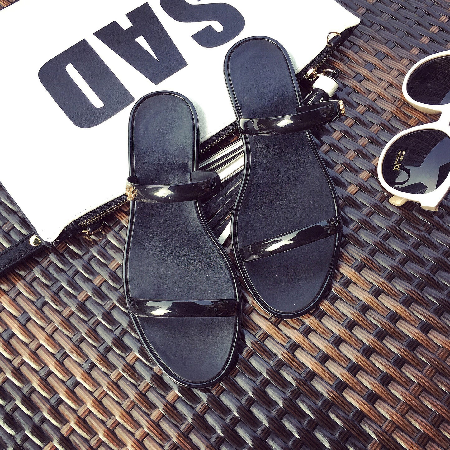 Ladies Double Belt Sandals and Beach Slippers