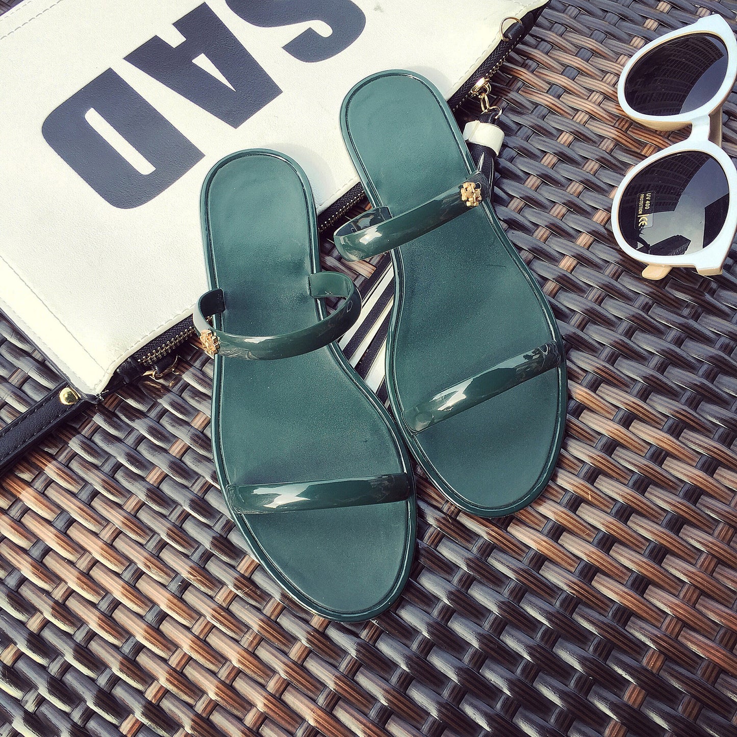 Ladies Double Belt Sandals and Beach Slippers