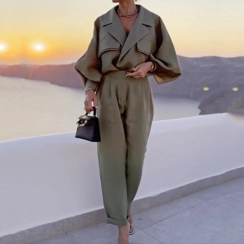 Women's Casual Long Sleeve Two-Piece Set