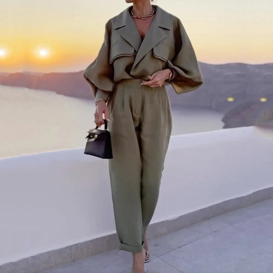 Women's Casual Long Sleeve Two-Piece Set