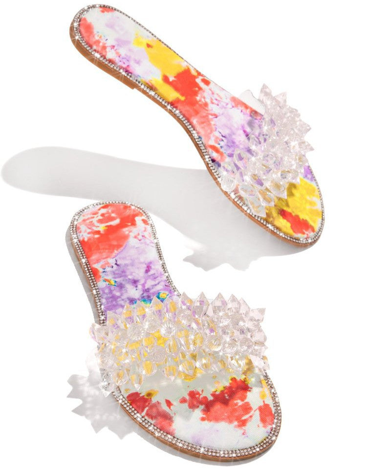 Rhinestone Flat Bottom Ladies Fashion Slippers