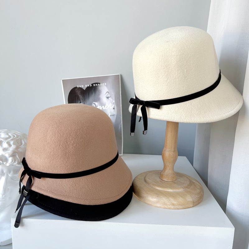 Ladies' Wool Felt Hats with Fine Bow Detail