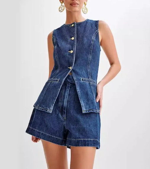 2025 Summer Denim Two-Piece Set