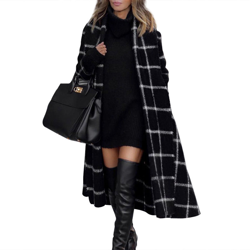 Winter Plaid Wool Coat for Women 2019