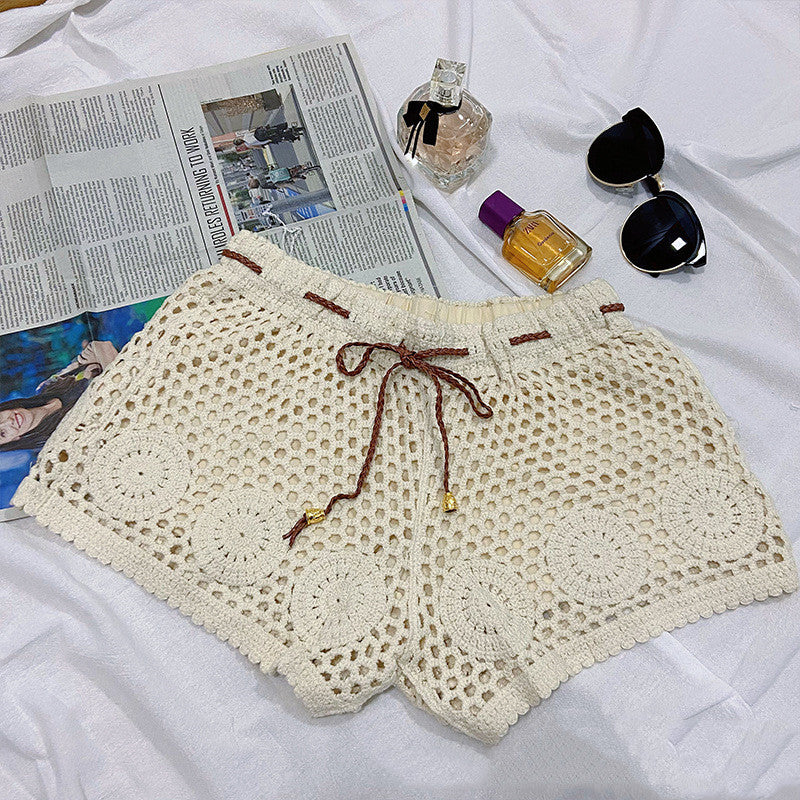 Ladies Crochet Cutout Knit Vacation Shorts
