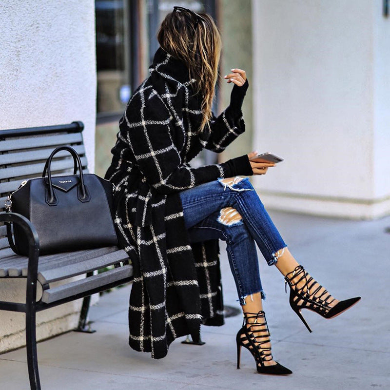 Winter Plaid Wool Coat for Women 2019
