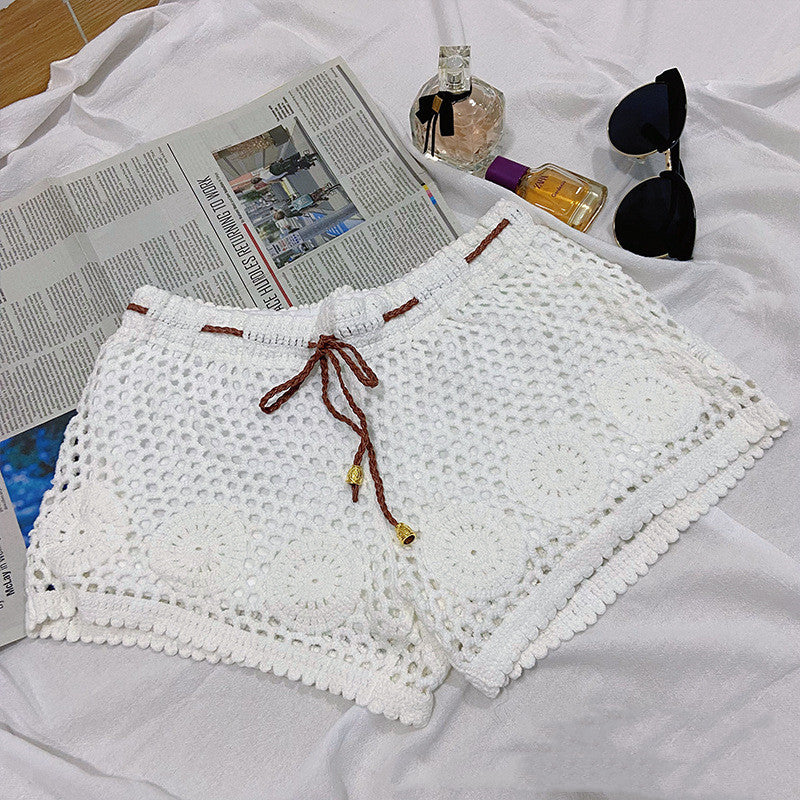 Ladies Crochet Cutout Knit Vacation Shorts