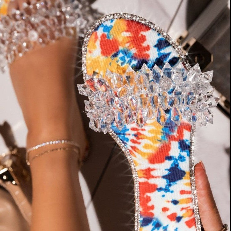 Rhinestone Flat Bottom Ladies Fashion Slippers
