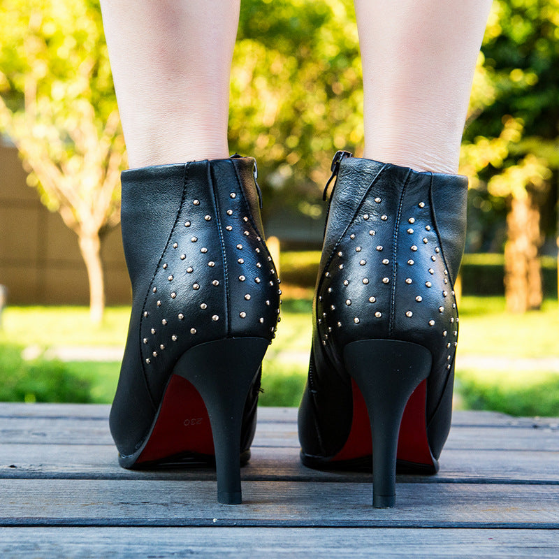 New Comfortable Casual High Heel Leather Boots for Women