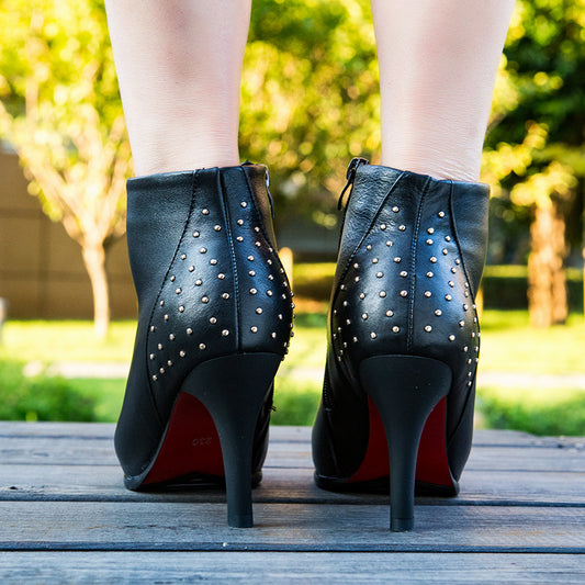 New Comfortable Casual High Heel Leather Boots for Women