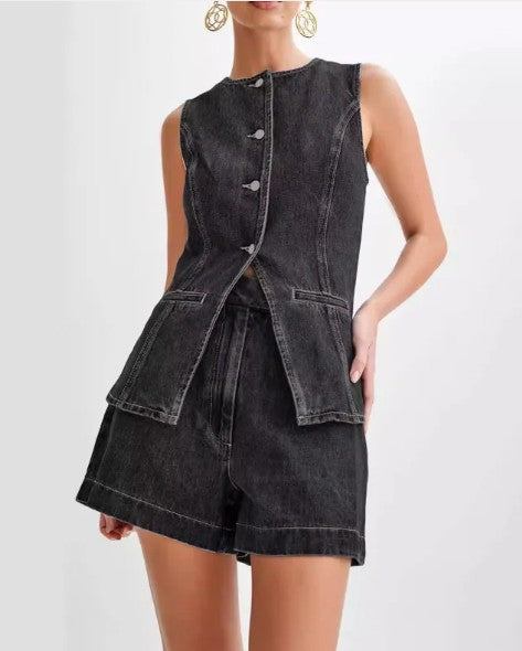 2025 Summer Denim Two-Piece Set