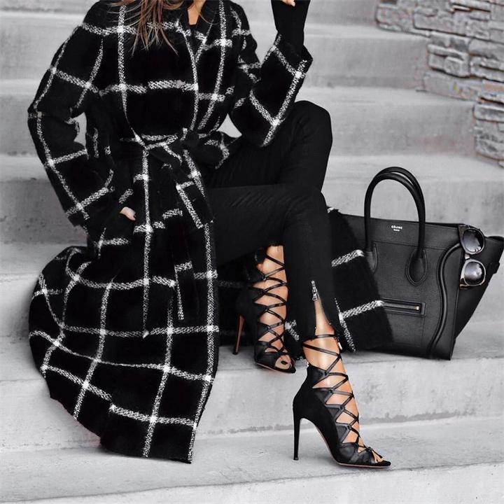 Winter Plaid Wool Coat for Women 2019