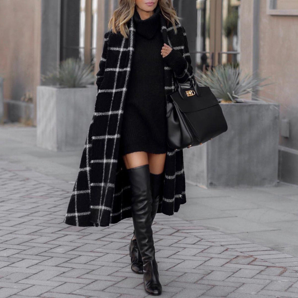 Winter Plaid Wool Coat for Women 2019